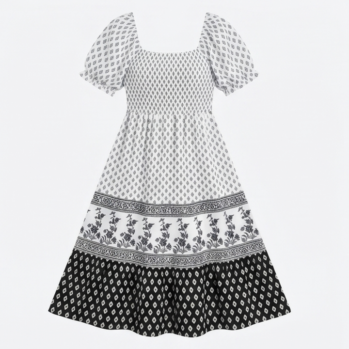 Smocked Puff Sleeve Maxi Dress — View 18 | Clova