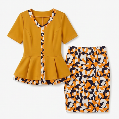 Lunavia Elegant Color-Block Peplum Set for Effortless Polish — View 15 | Clova
