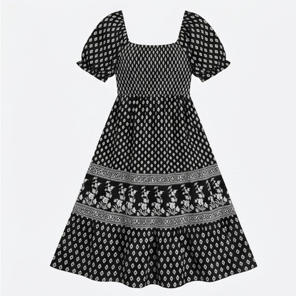 Smocked Puff Sleeve Maxi Dress — View 19 | Clova
