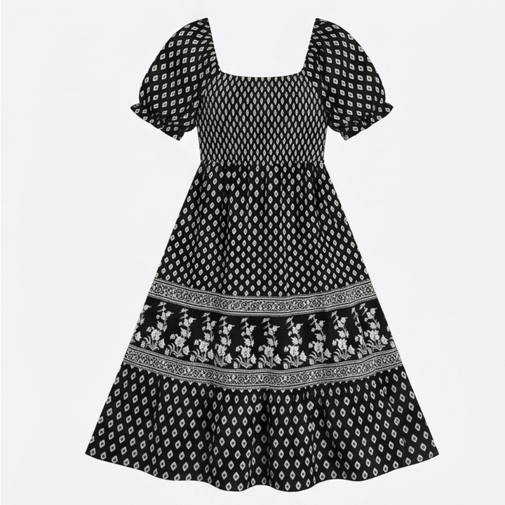 Smocked Puff Sleeve Maxi Dress — View 19 | Clova