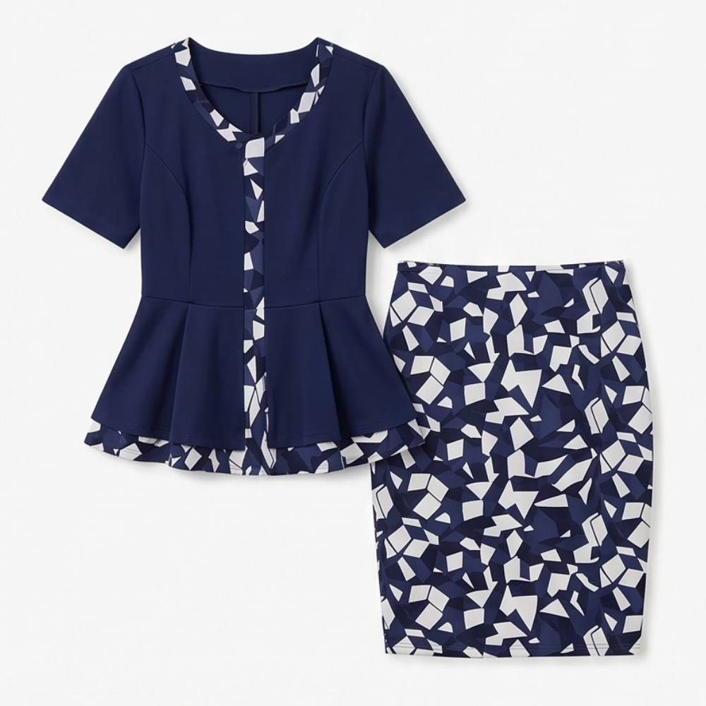 Lunavia Elegant Color-Block Peplum Set for Effortless Polish — View 17 | Clova