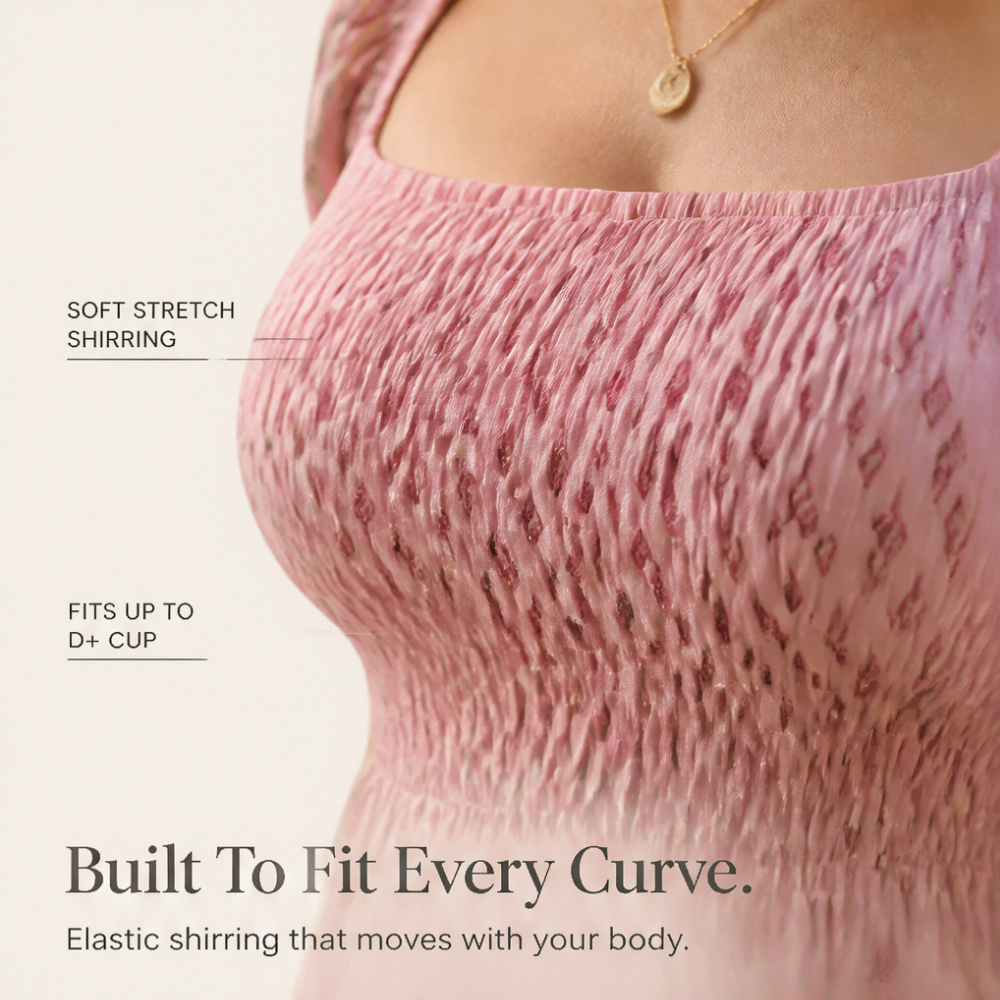 Smocked Puff Sleeve Maxi Dress — View 4 | Clova