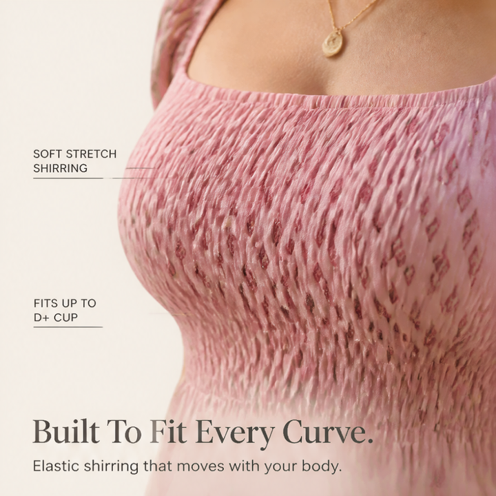 Smocked Puff Sleeve Maxi Dress — View 4 | Clova