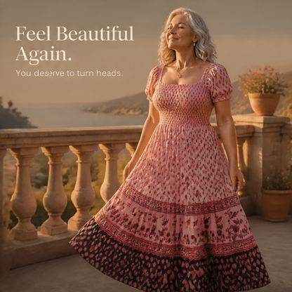 Smocked Puff Sleeve Maxi Dress — View 7 | Clova