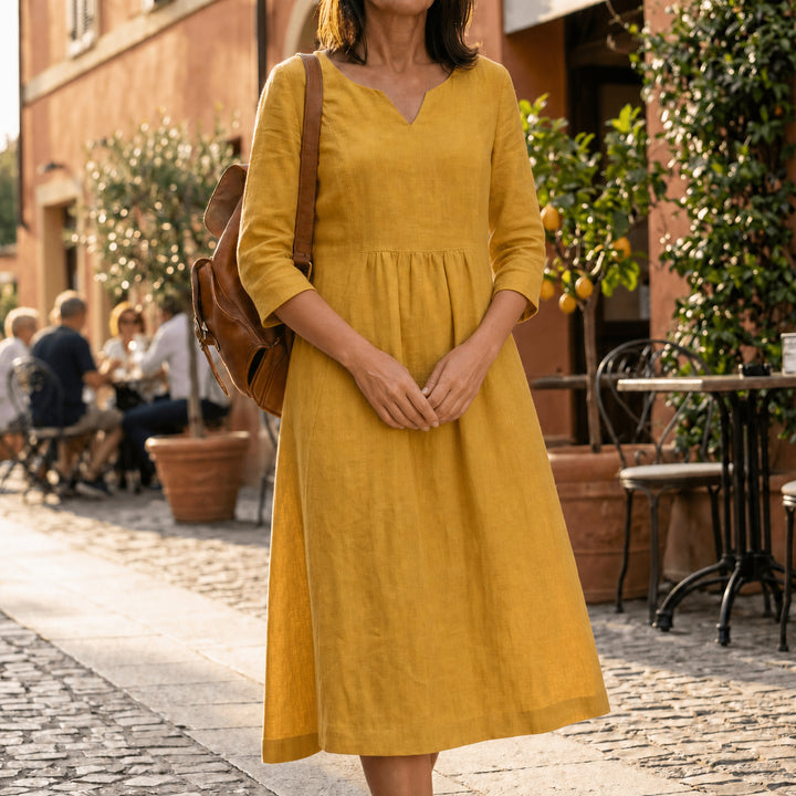 Relaxed V-Neck Midi Dress