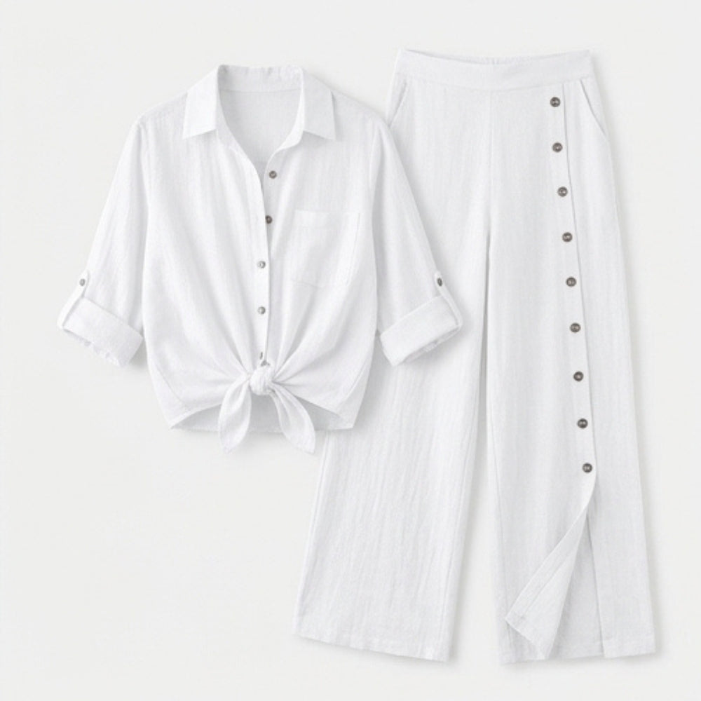 Effortless Linen Blend Matching Set