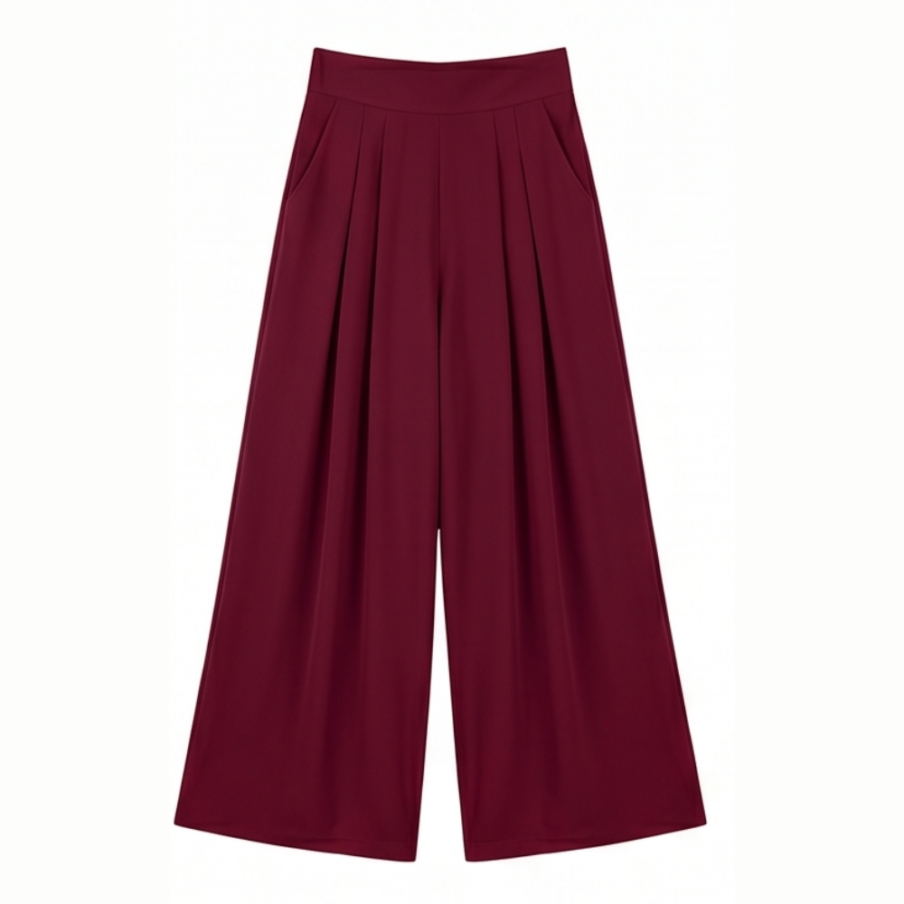 Flowy Pleated Palazzo Pants for Curvy Comfort — View 14 | Clova