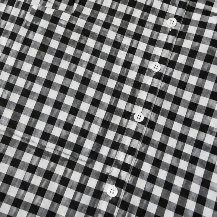 Gingham Button-Front Maxi Shirt Dress with Side Slits