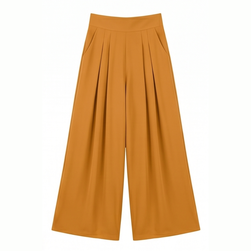 Flowy Pleated Palazzo Pants for Curvy Comfort — View 16 | Clova