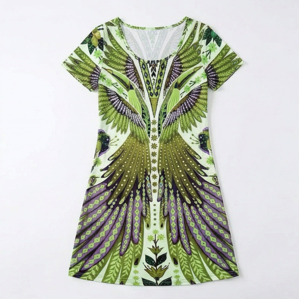 Bold Peacock Wingspan Summer Dress