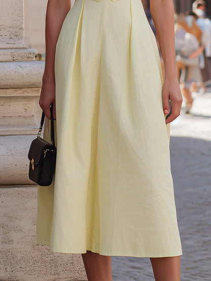 Halter Button-Front A-Line Midi Dress - Style View 3 | Clova