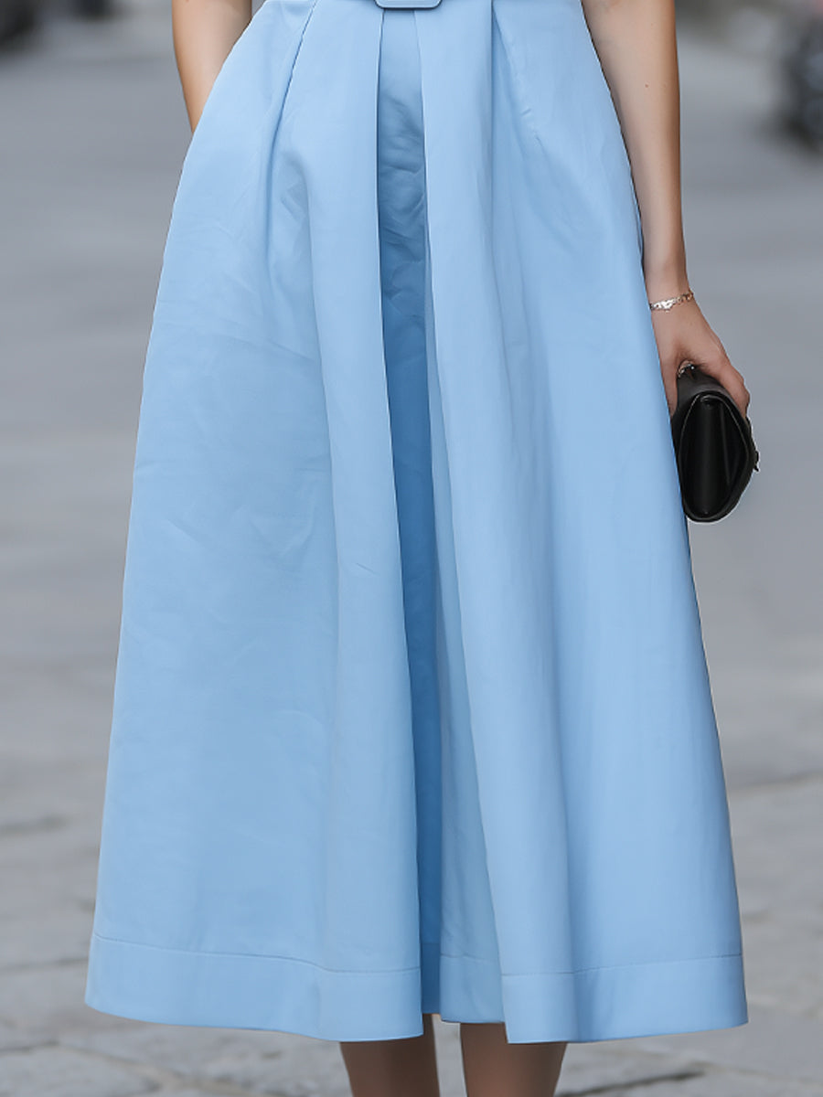 Sleeveless Belted A-Line Midi Dress - Style View 3 | Clova