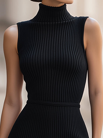 Ribbed High-Neck Sleeveless Wide-Leg Jumpsuit - Style View 4 | Clova