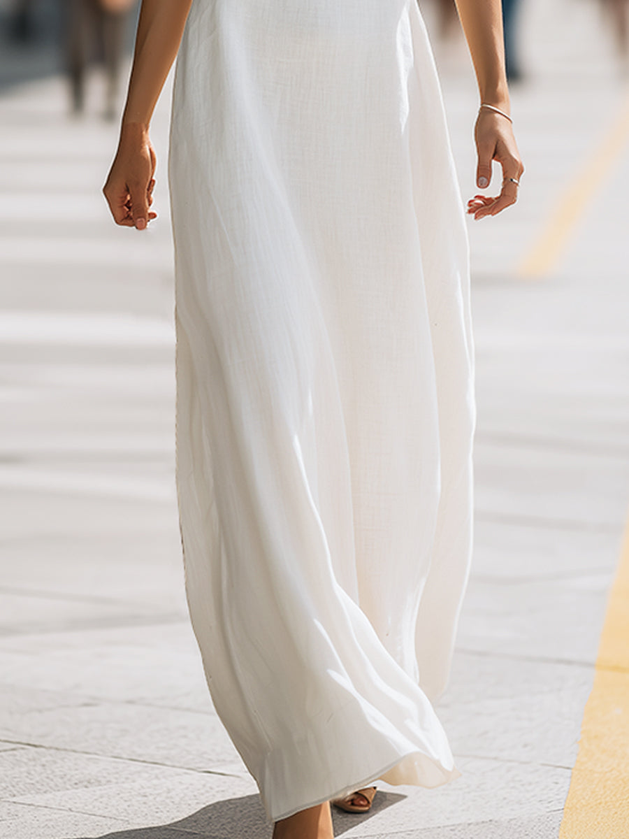 Twist Halter Neck Flowing Maxi Dress - Style View 3 | Clova