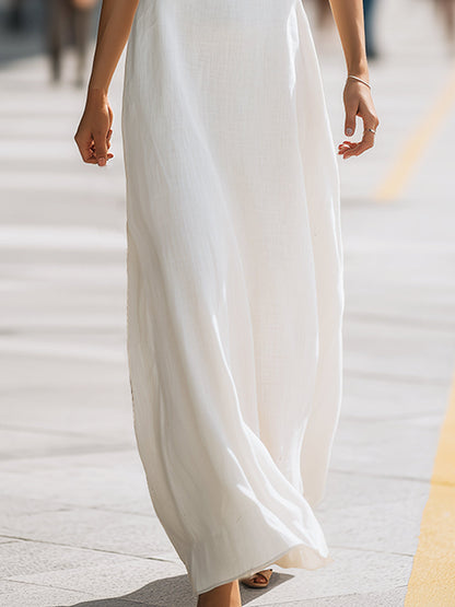 Twist Halter Neck Flowing Maxi Dress - Style View 3 | Clova