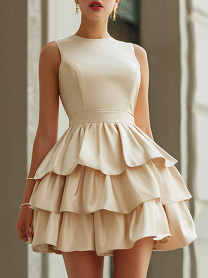 Elegant Tiered Ruffle Sleeveless Mini Dress - Clova Women's Fashion
