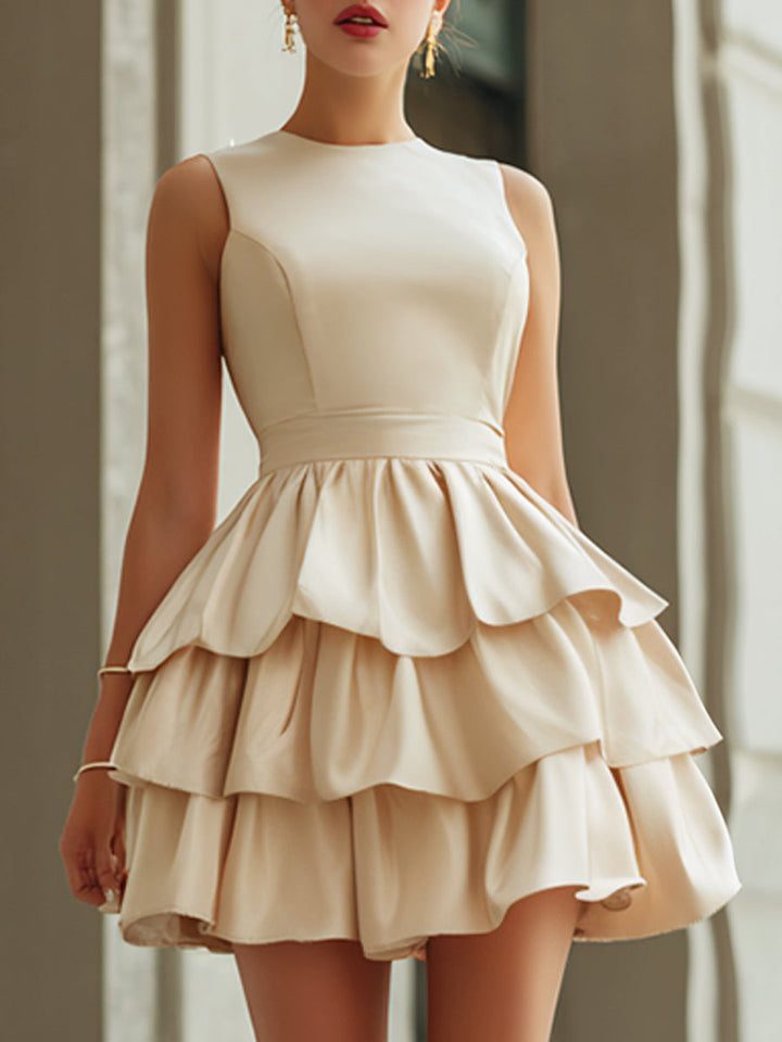 Elegant Tiered Ruffle Sleeveless Mini Dress - Clova Women&