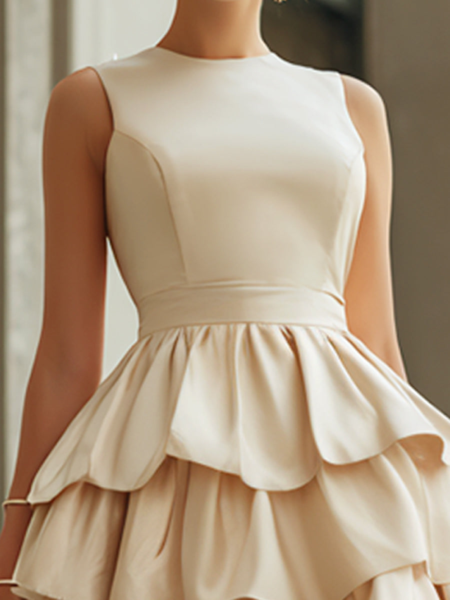 Elegant Tiered Ruffle Sleeveless Mini Dress - Style View 2 | Clova