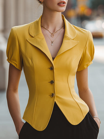 Vintage-Inspired Puff Sleeve Tailored Blazer - Clova Women's Fashion