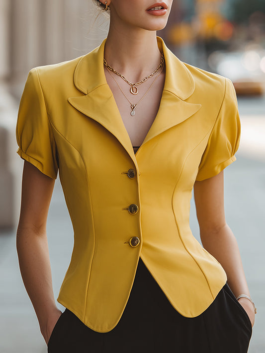 Vintage-Inspired Puff Sleeve Tailored Blazer - Clova Women's Fashion