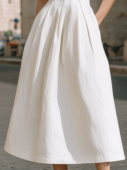 Sleeveless Deep V-Neck Sculpted Midi Dress - Style View 3 | Clova