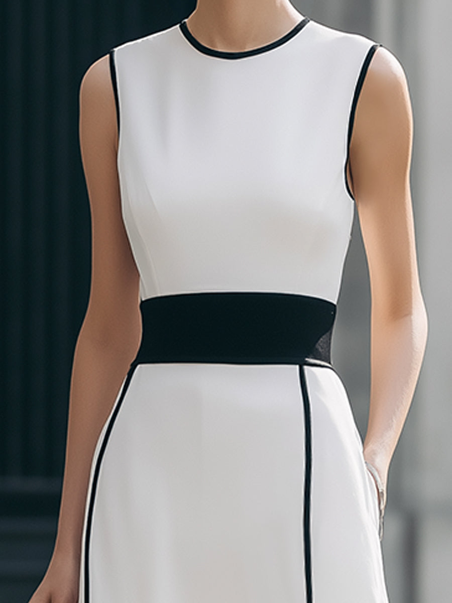 Contrast Trim Sleeveless Maxi Dress - Style View 2 | Clova
