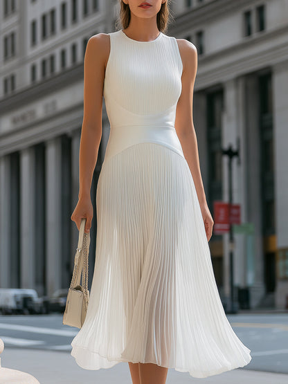 Sleeveless Pleated Midi Dress - Clova Women's Fashion