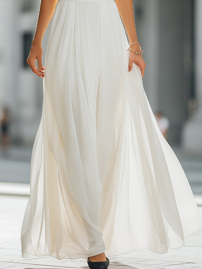 Pleated Halter Neck Maxi Dress with Flowing Skirt - Style View 4 | Clova