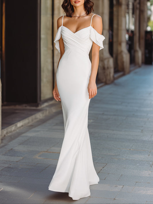 Draped Off-Shoulder Mermaid Maxi Dress - Clova Women's Fashion