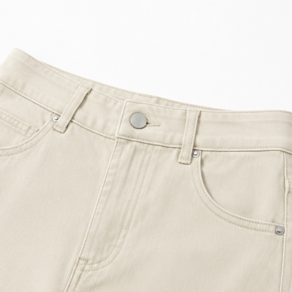 Stitch Detail Cropped Straight Pants — View 14 | Clova