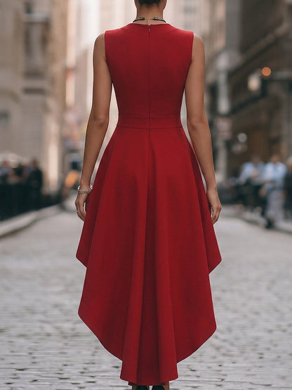 Elegant Sleeveless High-Low Wrap Cocktail Dress - Style View 4 | Clova