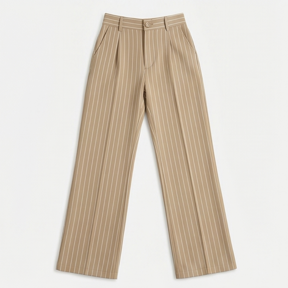 Solène High-Waisted Striped Wide-Leg Trousers for Effortless Polish — View 11 | Clova