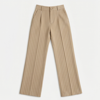 Solène High-Waisted Striped Wide-Leg Trousers for Effortless Polish — View 11 | Clova