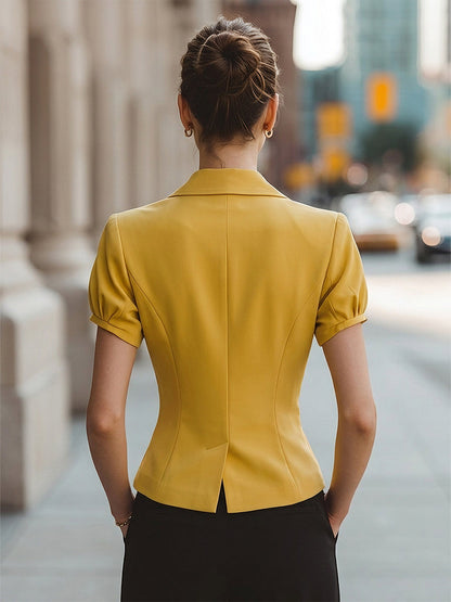 Vintage-Inspired Puff Sleeve Tailored Blazer - Style View 5 | Clova