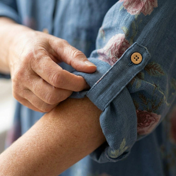 Floral Cotton Linen Shirt Dress