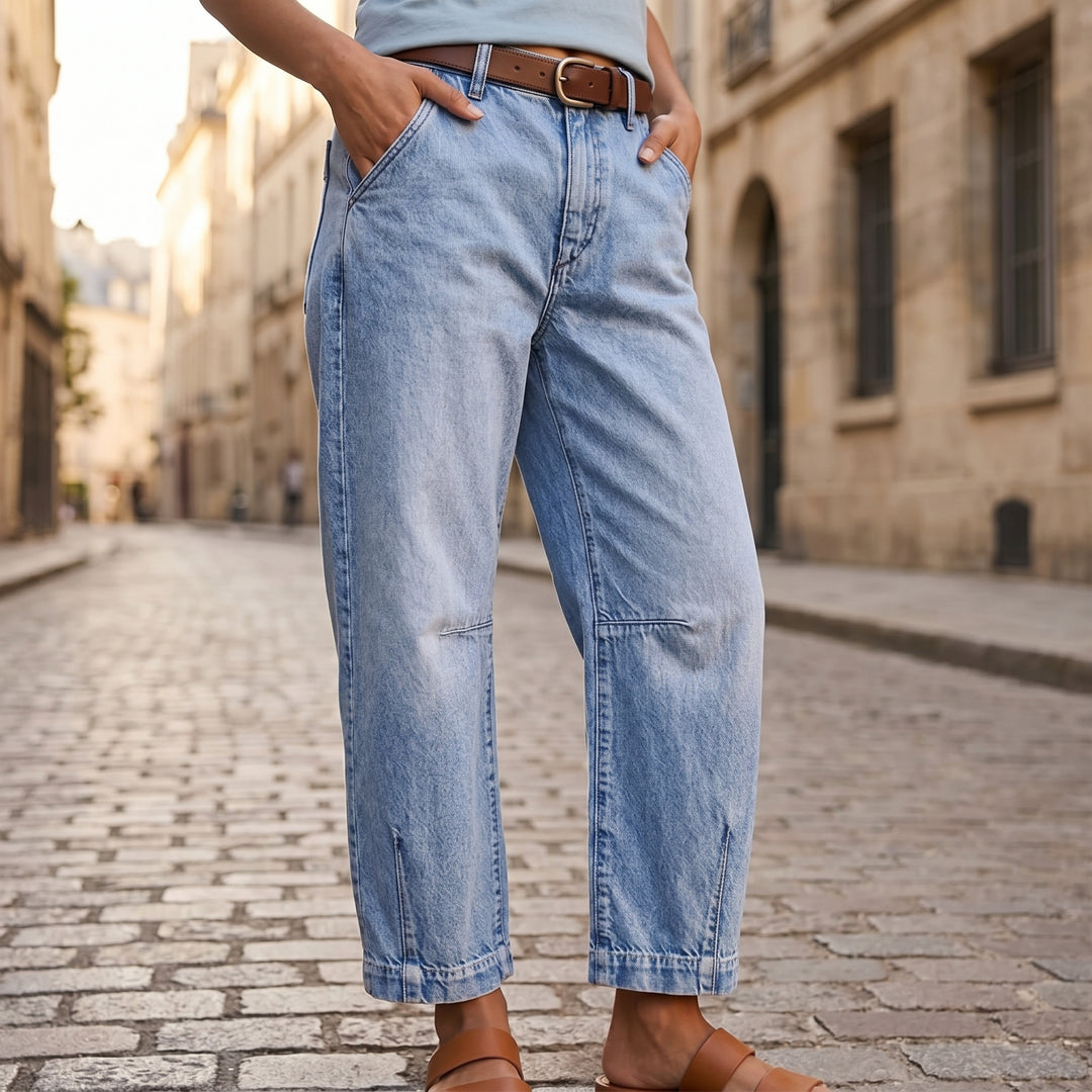 High-Waisted Cropped Barrel Jeans