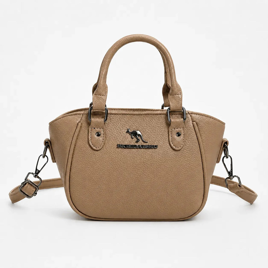 Structured Boston Handbag with Convertible Crossbody Strap, Polished Hardware