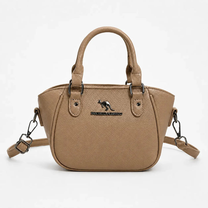 Structured Boston Handbag with Convertible Crossbody Strap, Polished Hardware