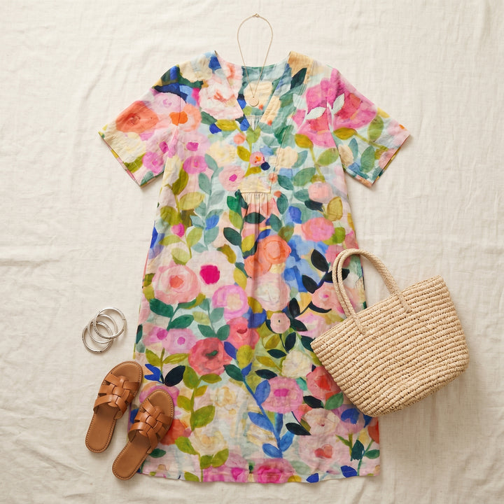 Painted Floral Plus-Size Midi Dress