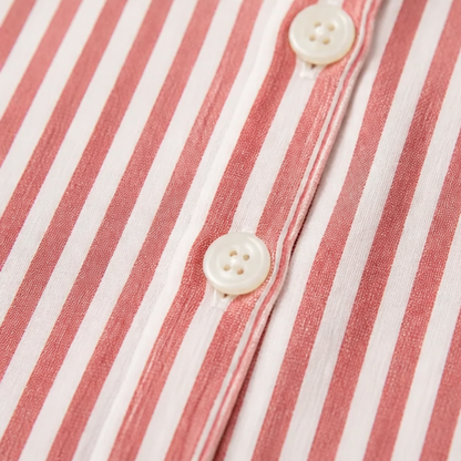 Solène Striped Sailor Collar Blouse with Puff Sleeves — View 9 | Clova