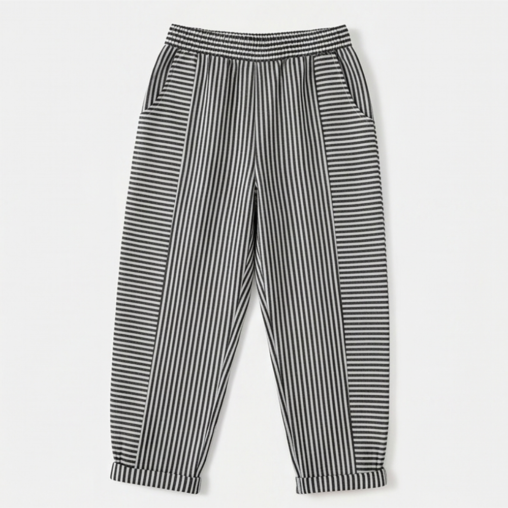 Striped Pants with Elastic Waist — View 14 | Clova