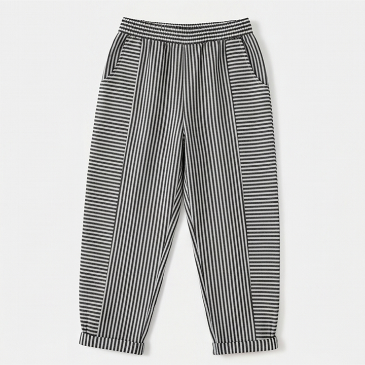 Striped Pants with Elastic Waist — View 14 | Clova