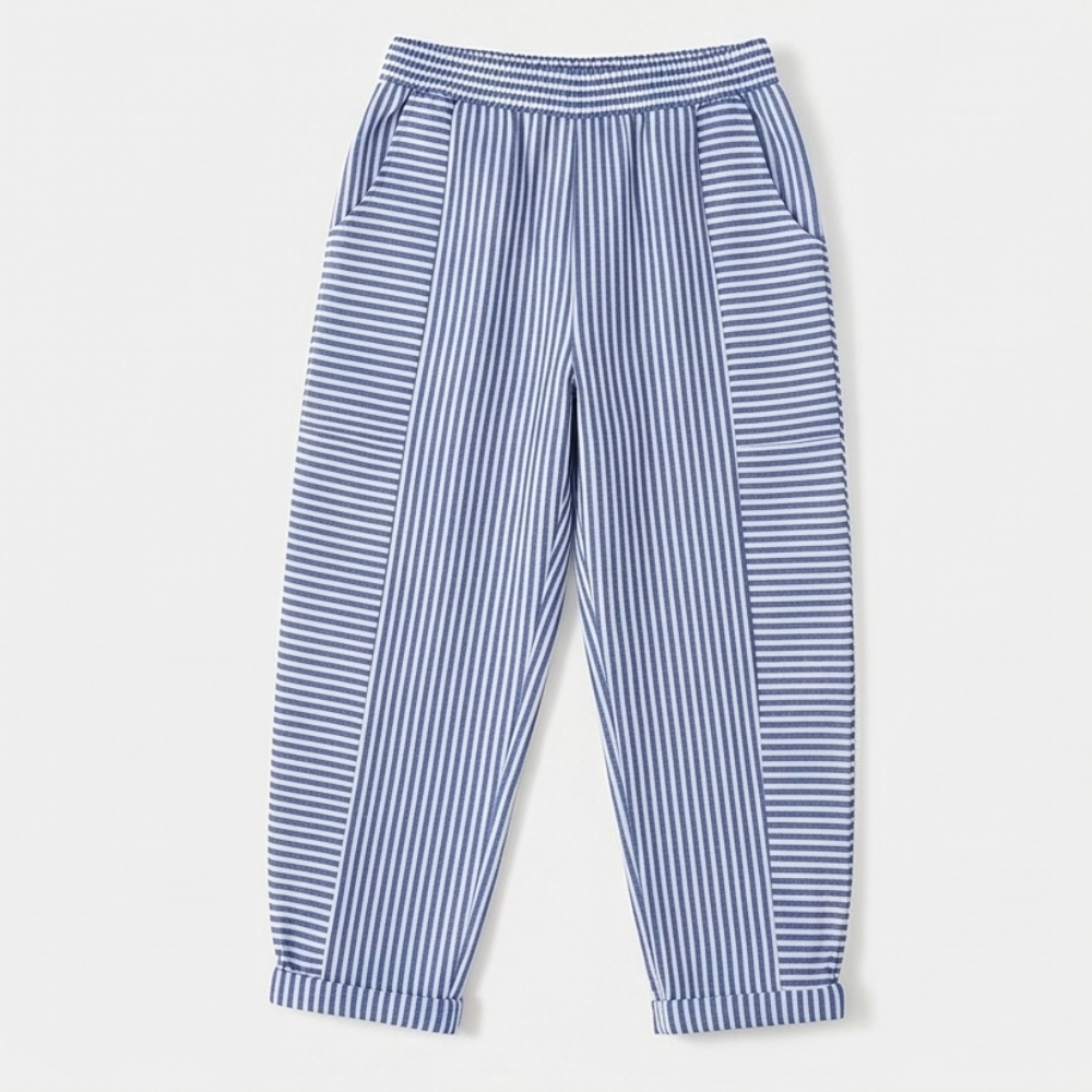 Striped Pants with Elastic Waist — View 15 | Clova