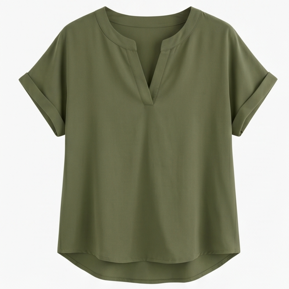 Solenne Soft Drape V-Neck Blouse for Everyday Wear — View 10 | Clova