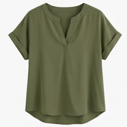 Solenne Soft Drape V-Neck Blouse for Everyday Wear — View 10 | Clova