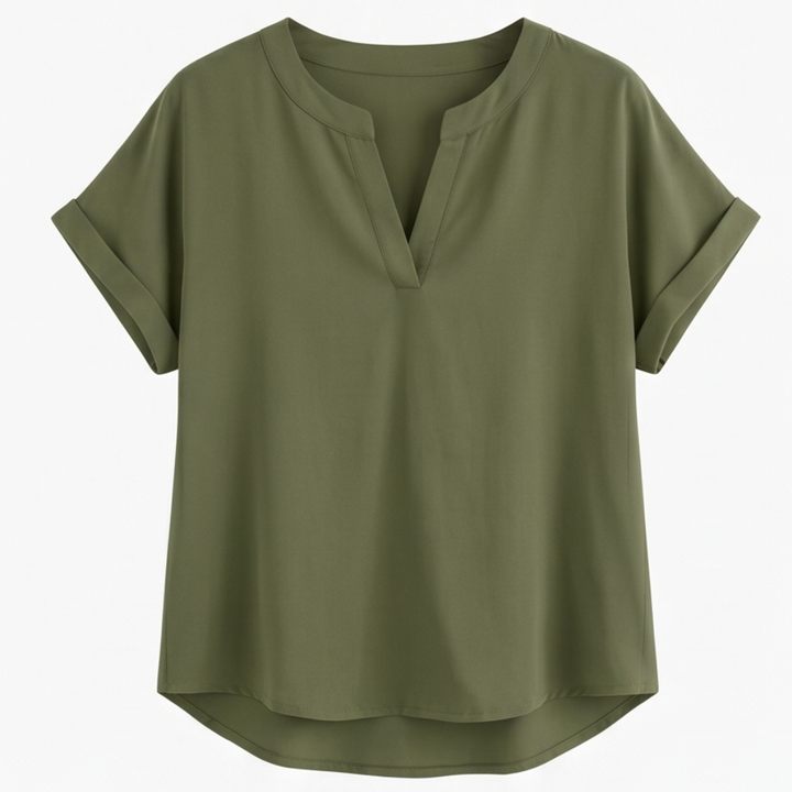 Solenne Soft Drape V-Neck Blouse for Everyday Wear — View 10 | Clova