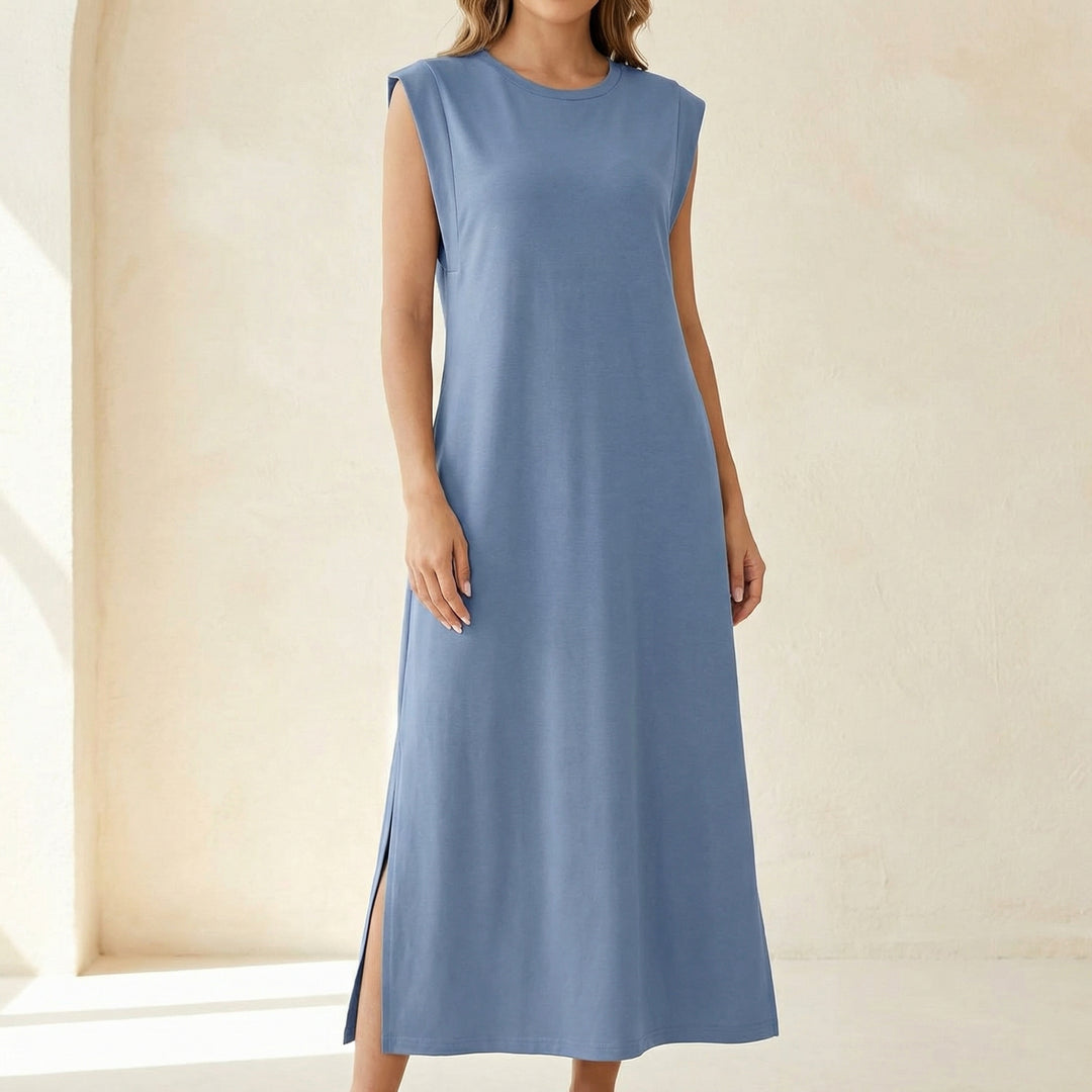 Wrinkle Free Maxi Dress with Side Slit