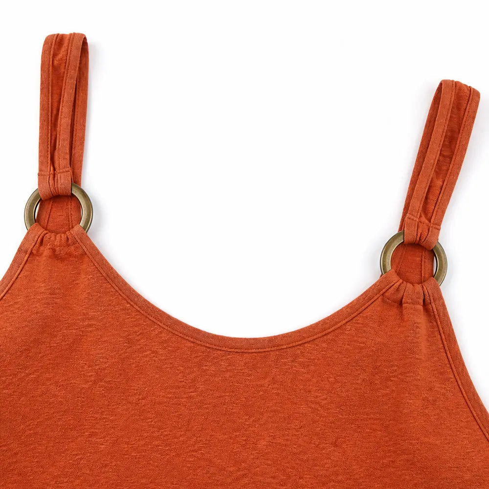 Ribbed V-Neck Ring Strap Maxi Dress