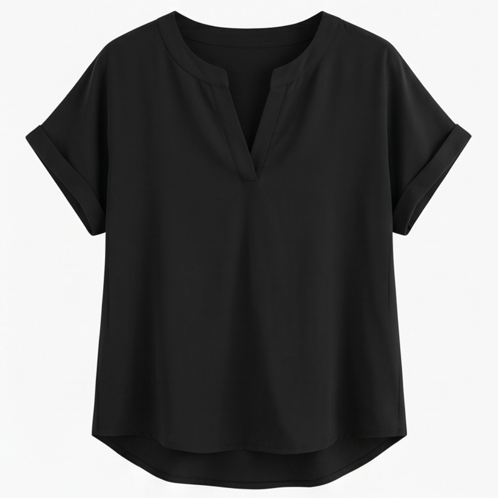 Solenne Soft Drape V-Neck Blouse for Everyday Wear — View 15 | Clova