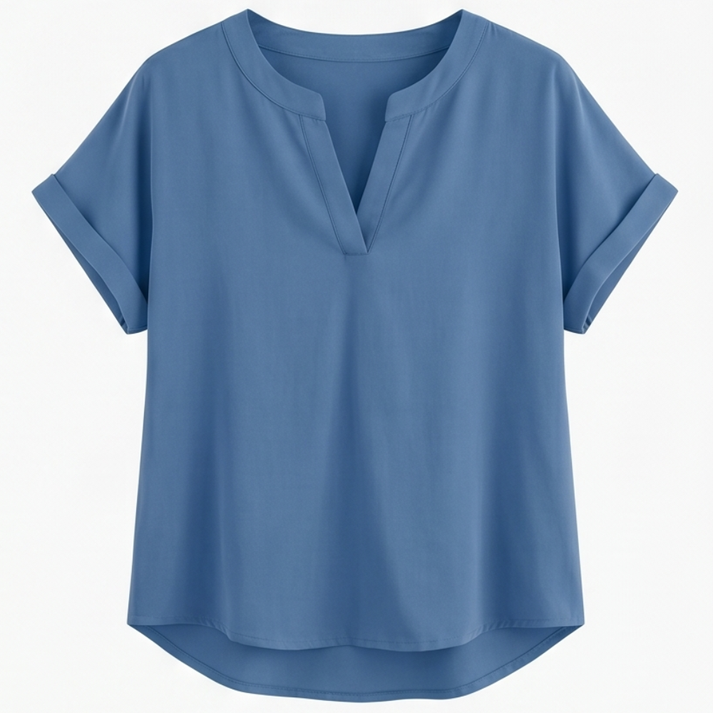 Solenne Soft Drape V-Neck Blouse for Everyday Wear — View 12 | Clova